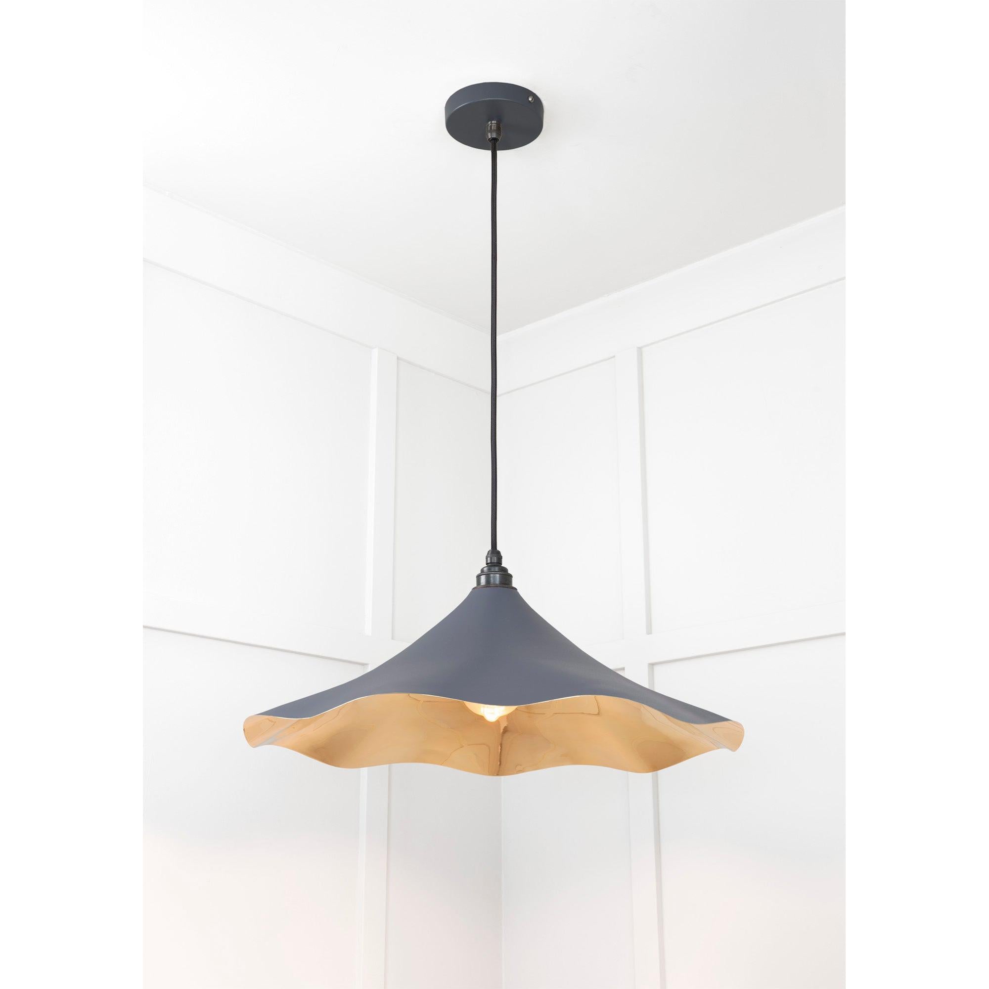 Smooth Brass Flora Pendant in Slate - Ceiling Lights - From The Anvil - Yester Home