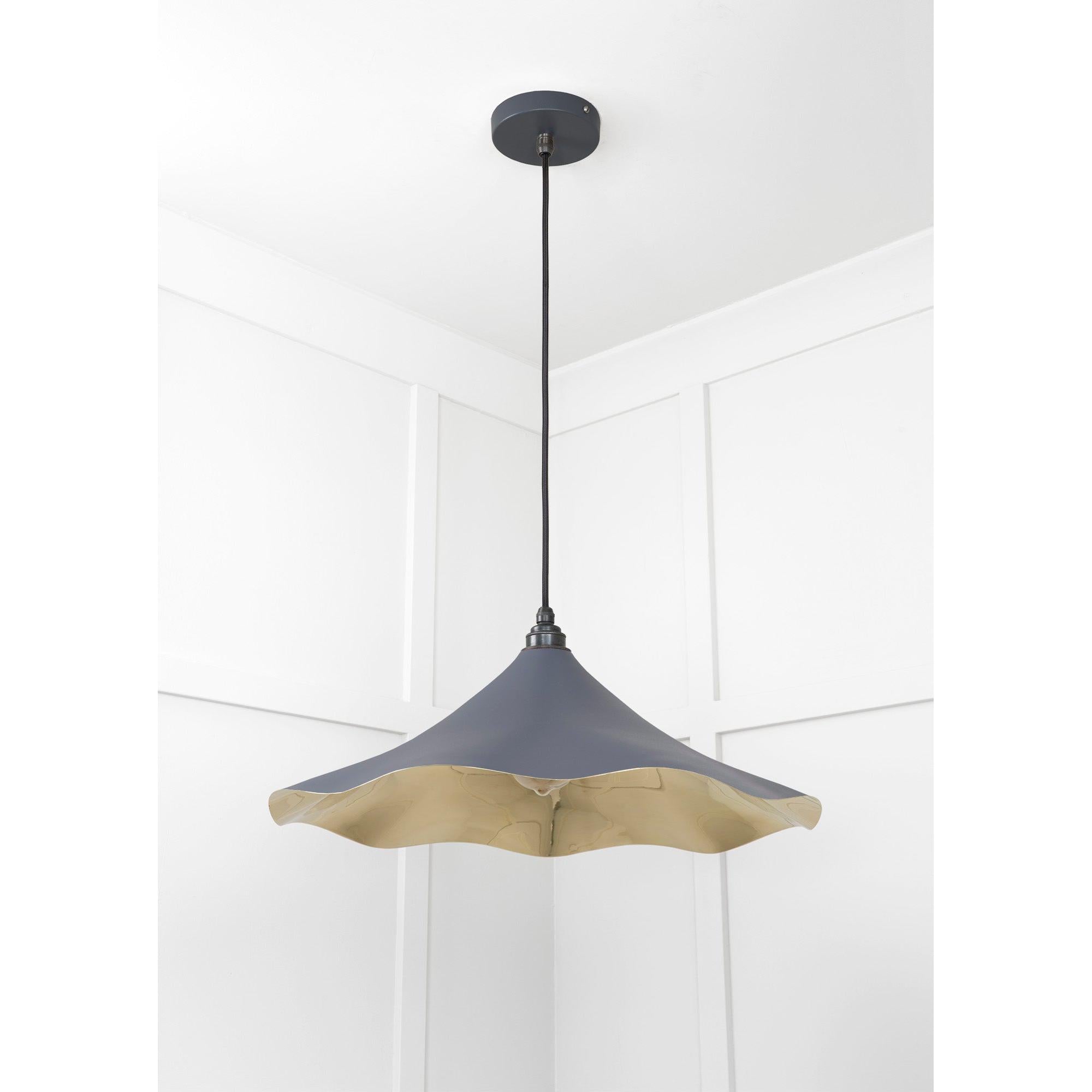 Smooth Brass Flora Pendant in Slate - Ceiling Lights - From The Anvil - Yester Home