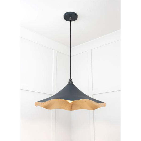 Smooth Brass Flora Pendant in Soot | From The Anvil-Ceiling Pendants-Yester Home