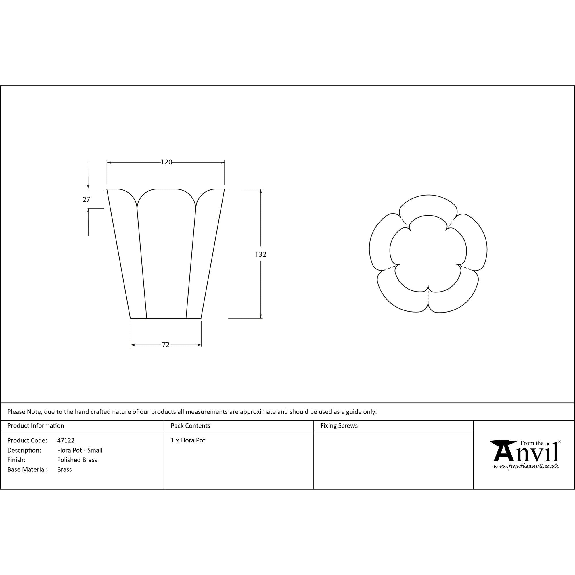 Smooth Brass Flora Pot - Small | From The Anvil - Plant Pots - From The Anvil - Yester Home