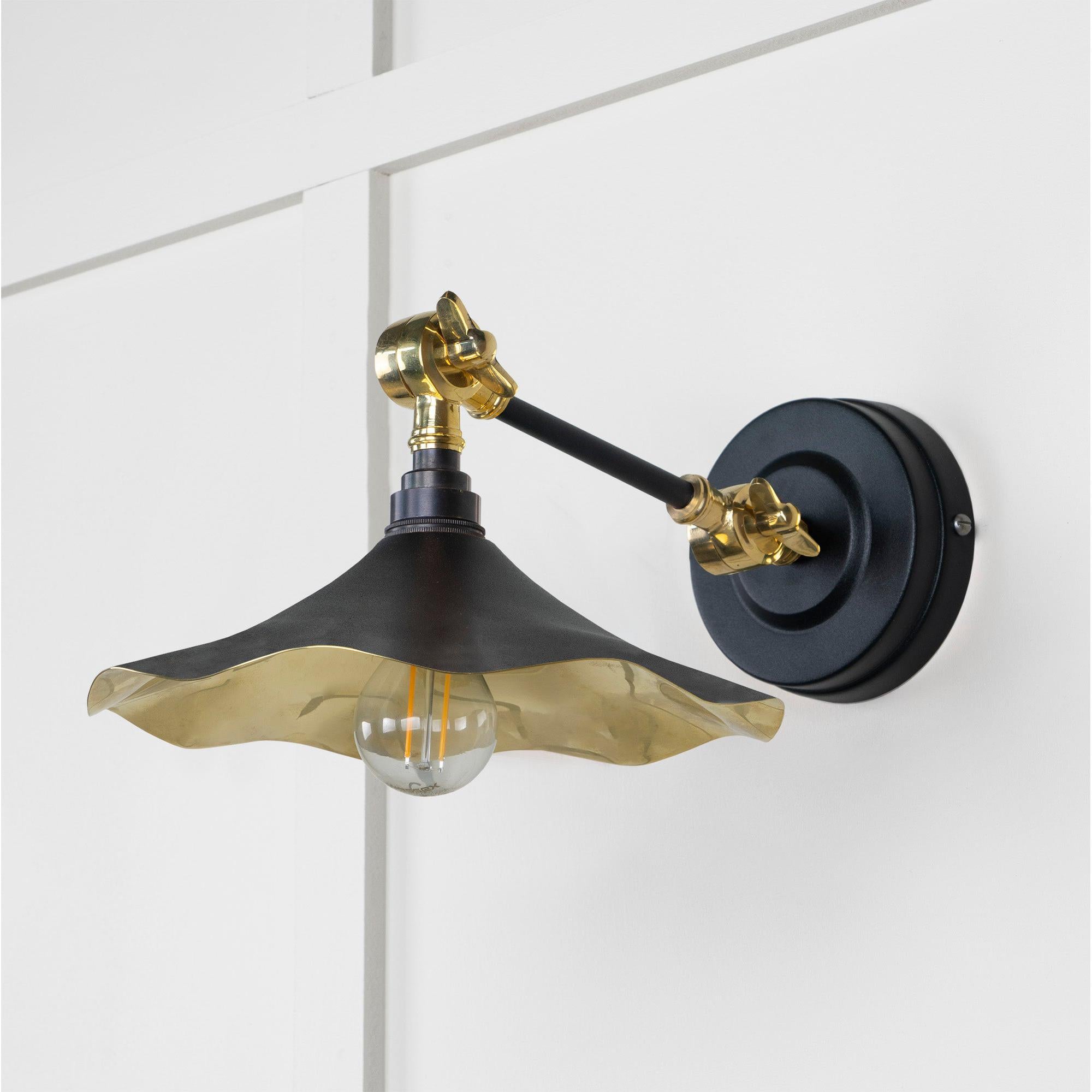 Smooth Brass Flora Wall Light in Elan Black | From The Anvil - Wall Lights - From The Anvil - Yester Home
