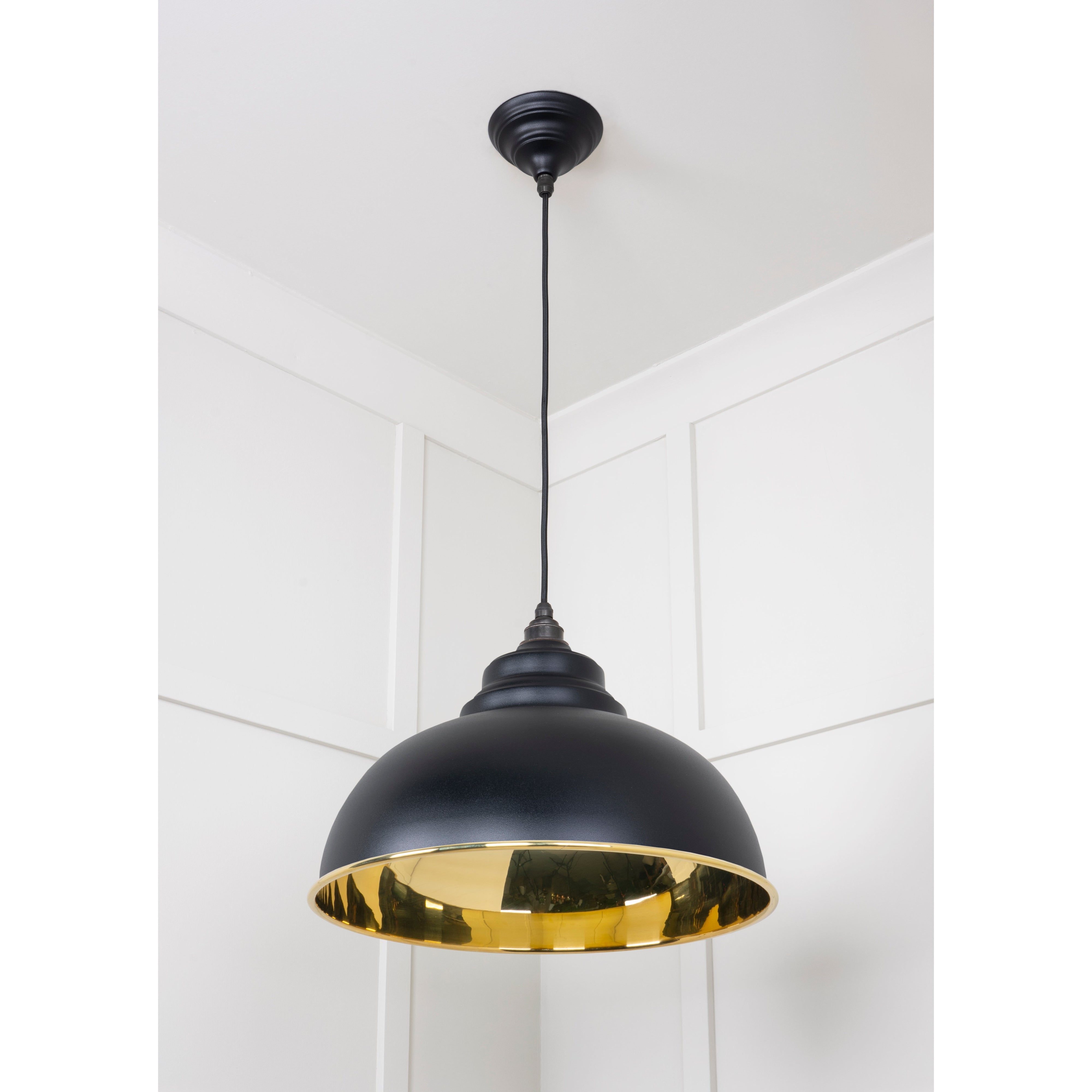 Smooth Brass Harborne Pendant in Elan Black | From The Anvil-Harborne-Yester Home