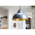 Smooth Brass Harborne Pendant in Slate | From The Anvil-Harborne-Yester Home
