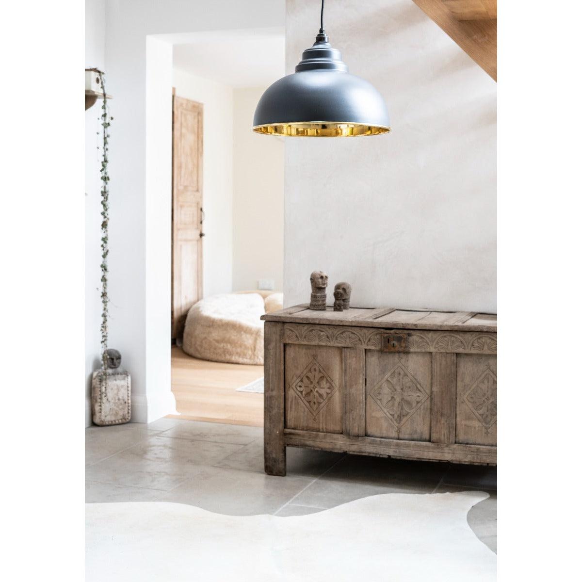 Smooth Brass Harborne Pendant in Slate | From The Anvil-Harborne-Yester Home