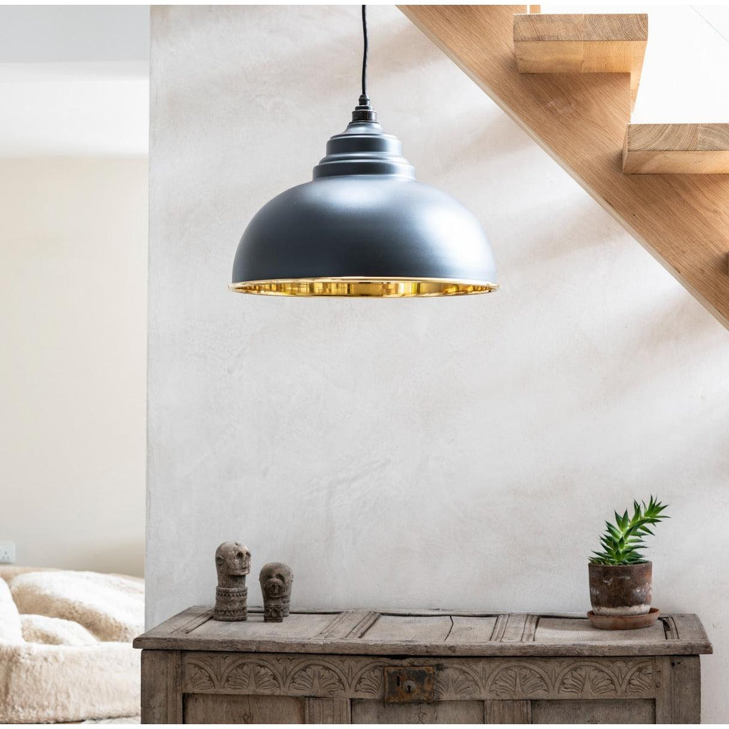 Smooth Brass Harborne Pendant in Slate | From The Anvil