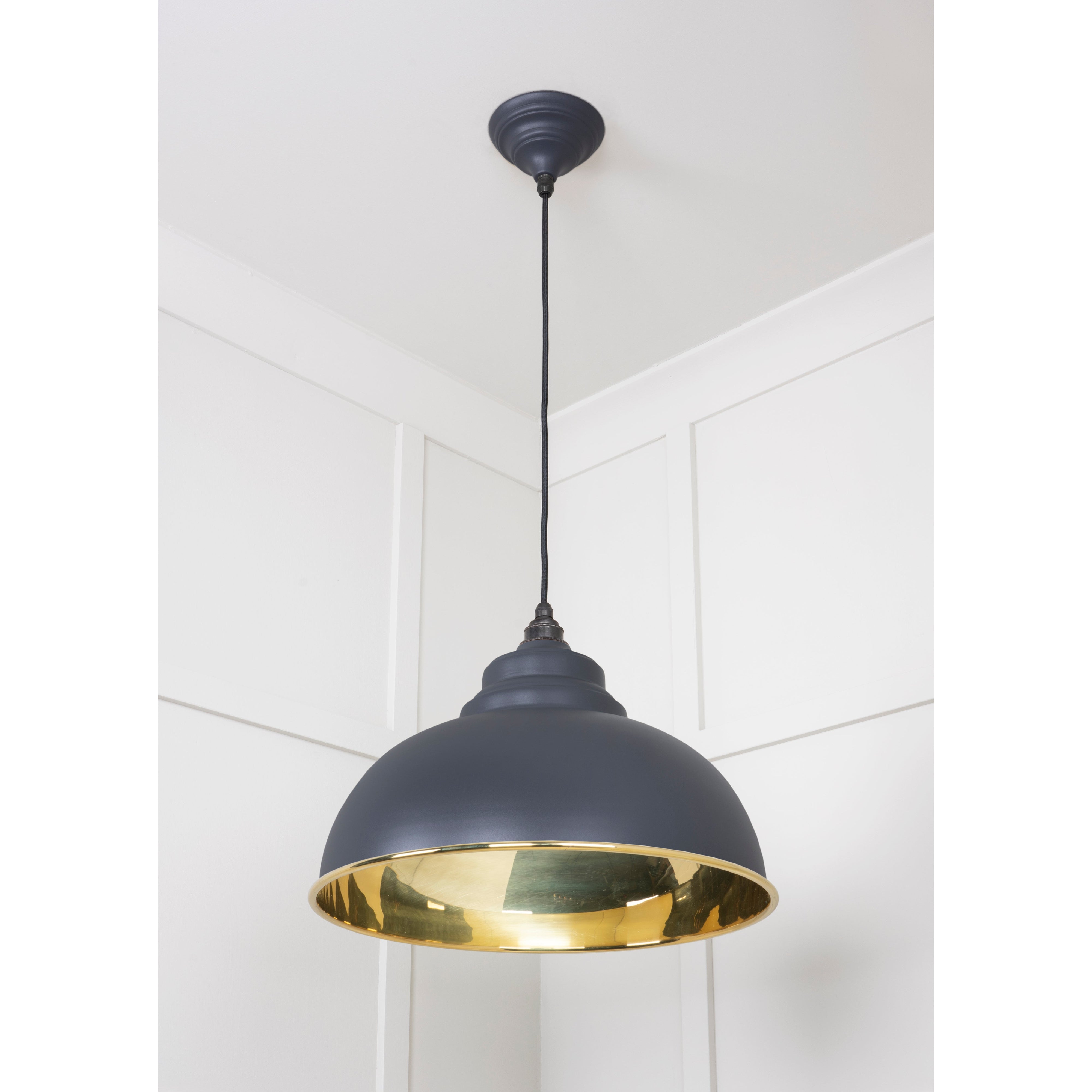 Smooth Brass Harborne Pendant in Slate | From The Anvil-Harborne-Yester Home