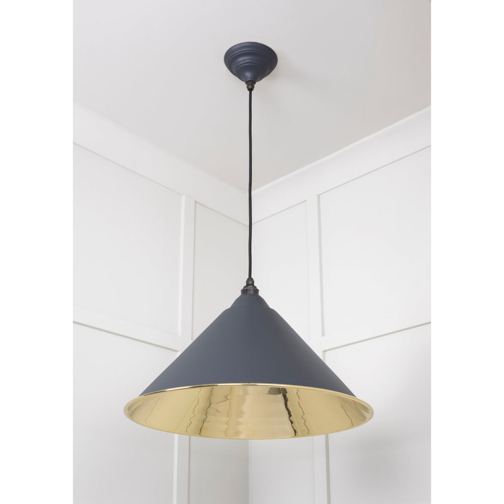 Smooth Brass Hockley Pendant in Slate | From The Anvil