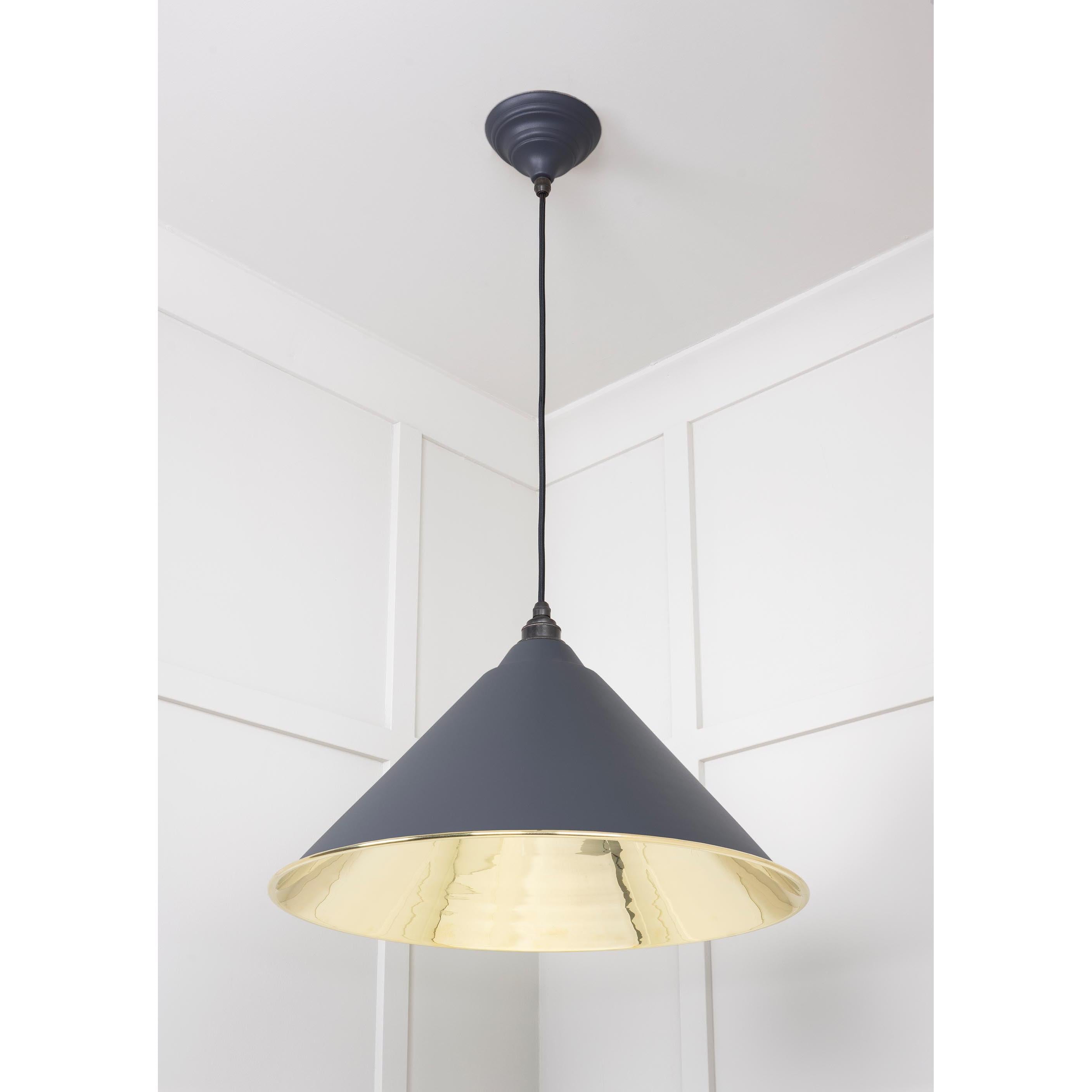 Smooth Brass Hockley Pendant in Slate | From The Anvil - Hockley - From The Anvil - Yester Home