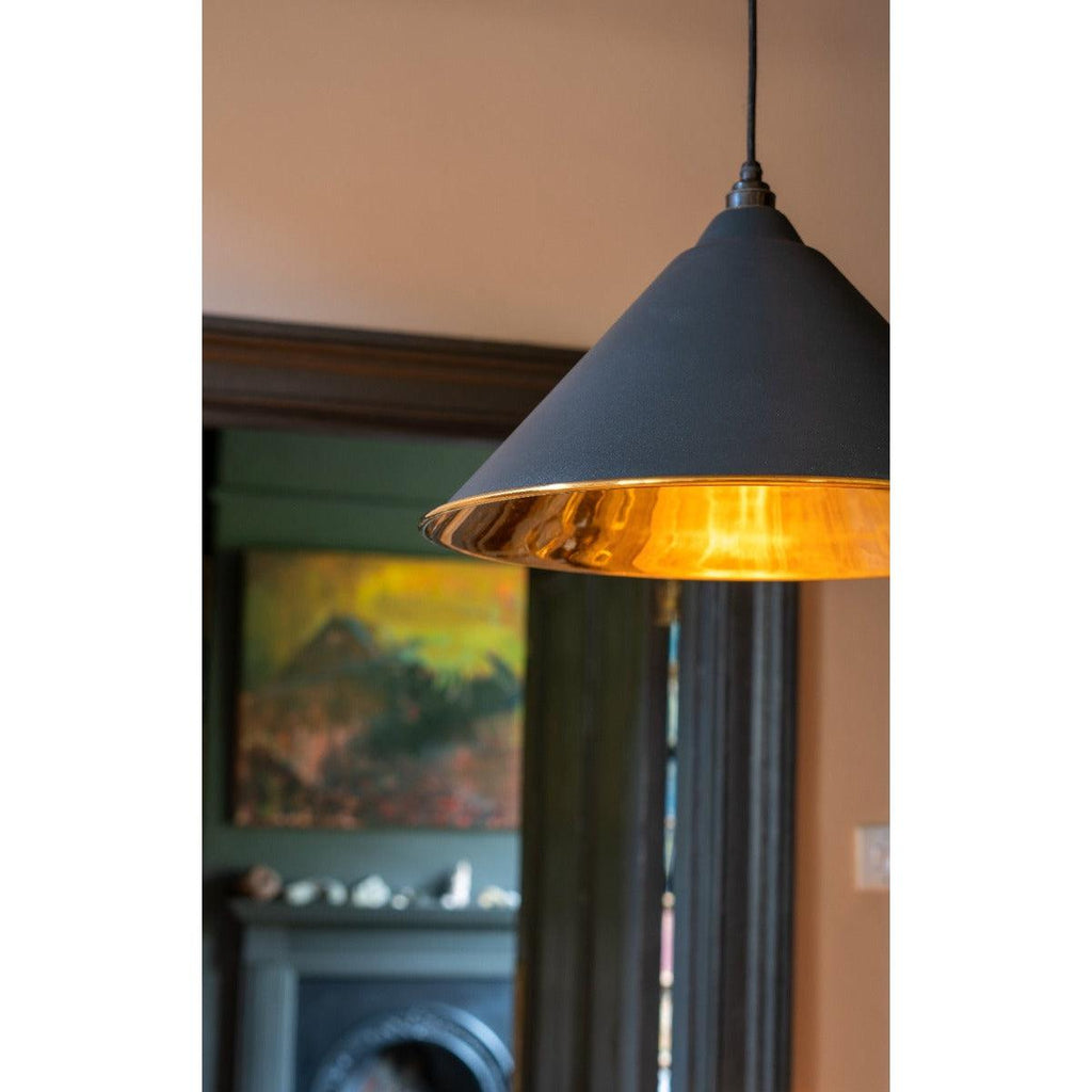 Smooth Brass Hockley Pendant in Soot | From The Anvil