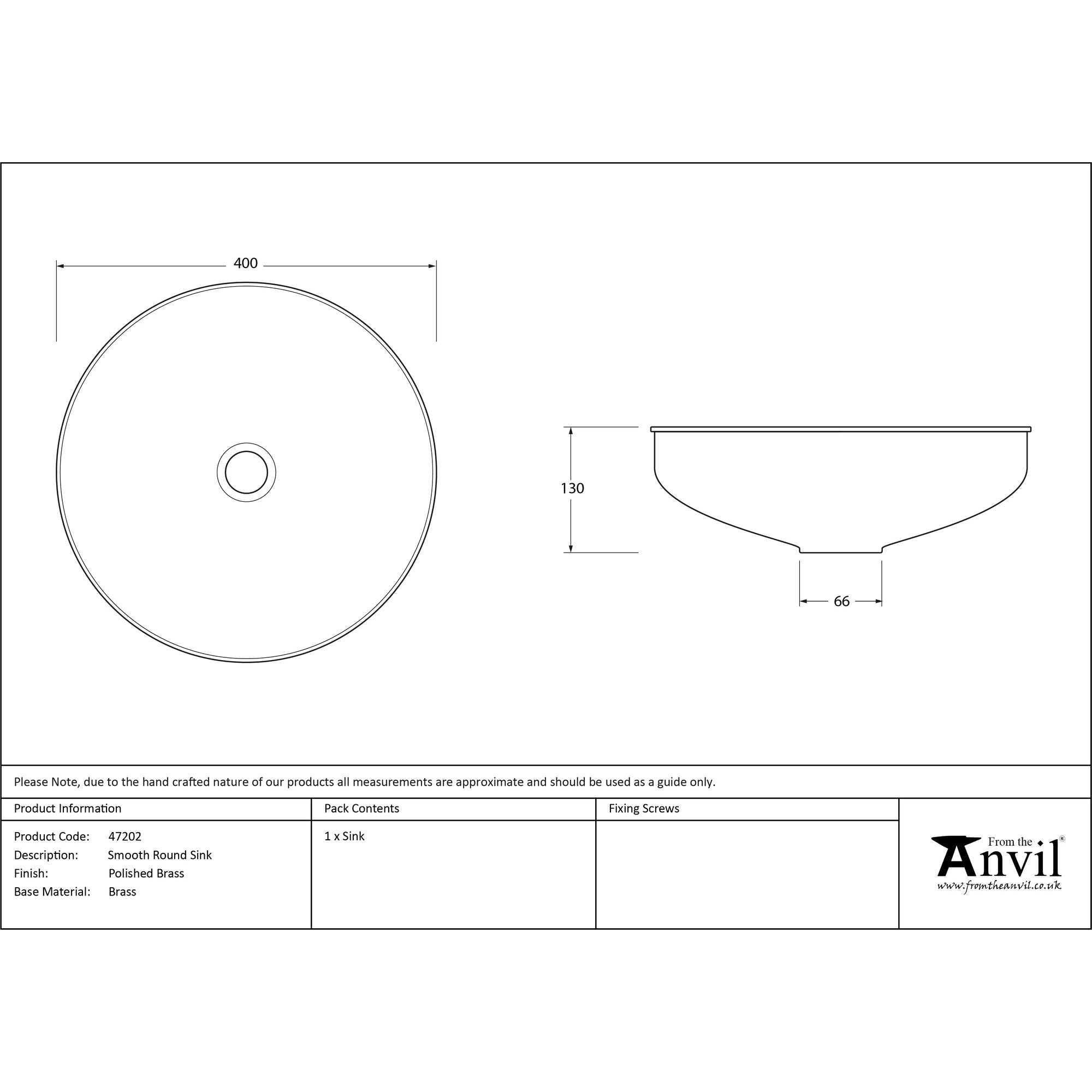 Smooth Brass Round Sink | From The Anvil-Sinks-Yester Home