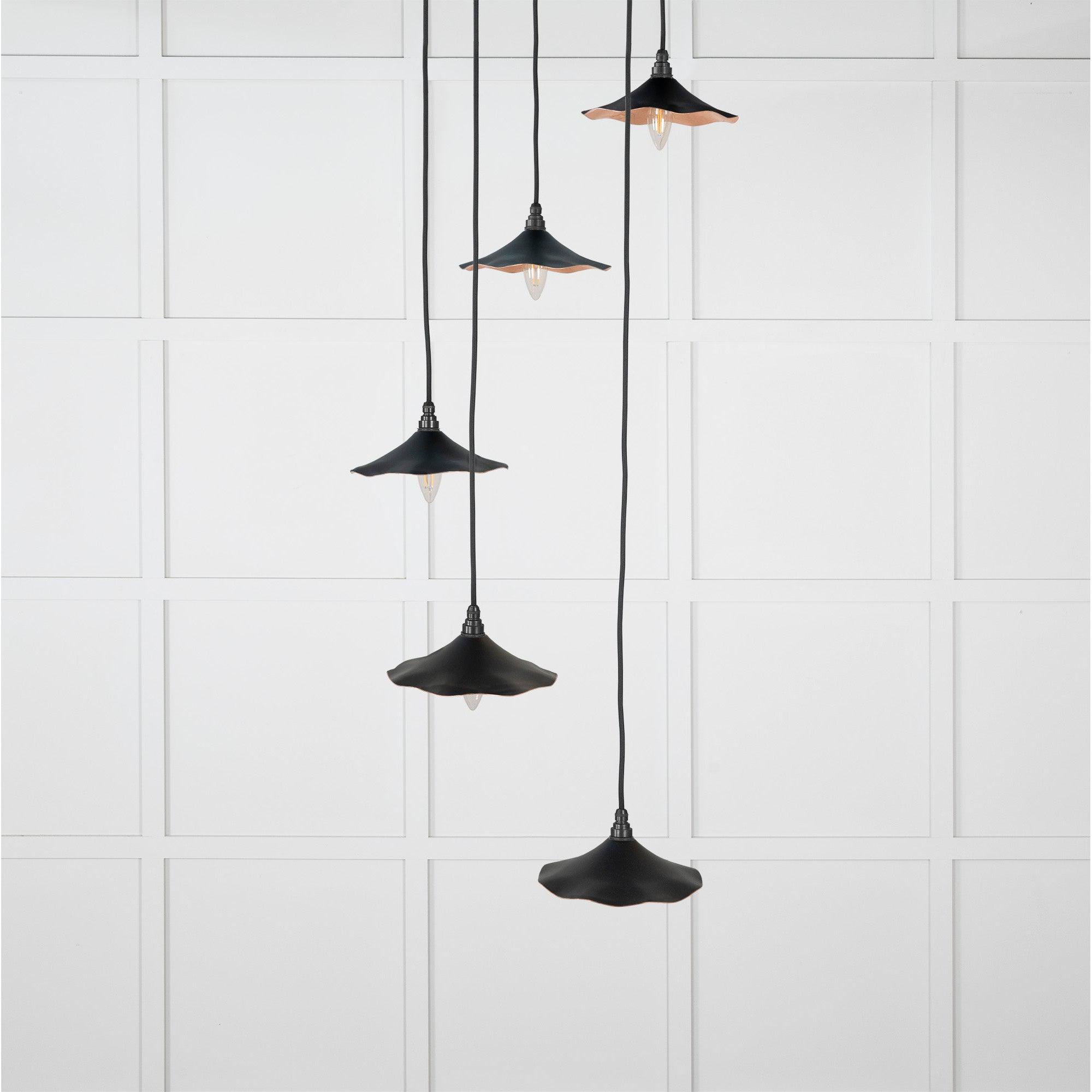 Smooth Copper Flora Cluster Pendant in Elan Black | From The Anvil-Cluster Pendants-Yester Home