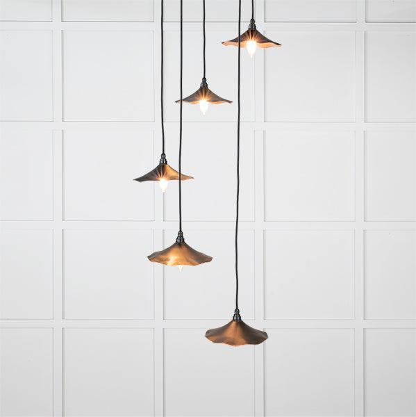 Smooth Copper Flora Cluster Pendant in Elan Black | From The Anvil-Cluster Pendants-Yester Home