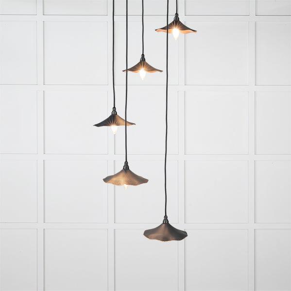 Smooth Copper Flora Cluster Pendant in Soot | From The Anvil-Cluster Pendants-Yester Home