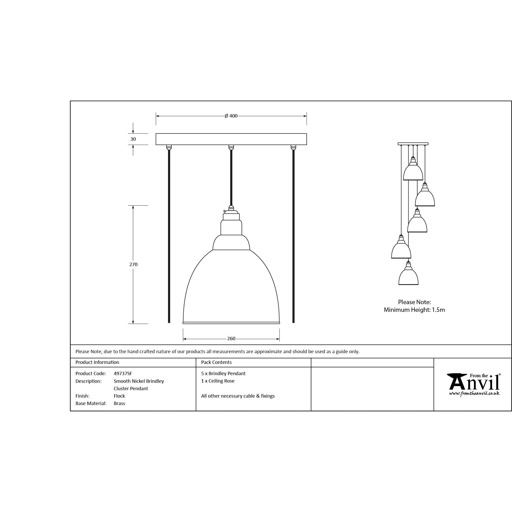 Smooth Nickel Brindley Cluster Pendant in Flock | From The Anvil - Cluster Pendants - From The Anvil - Yester Home