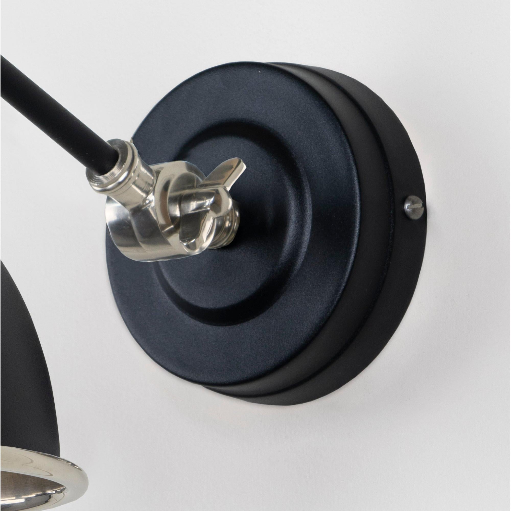 Smooth Nickel Brindley Wall Light in Elan Black | From The Anvil - Wall Lights - From The Anvil - Yester Home