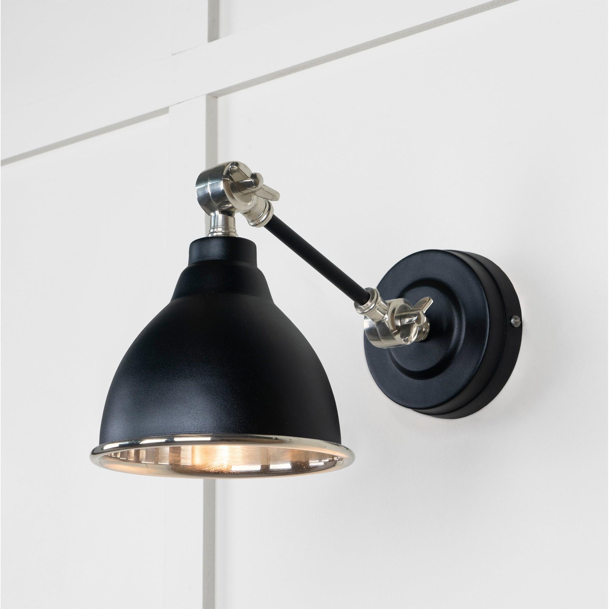Smooth Nickel Brindley Wall Light in Elan Black | From The Anvil - Wall Lights - From The Anvil - Yester Home