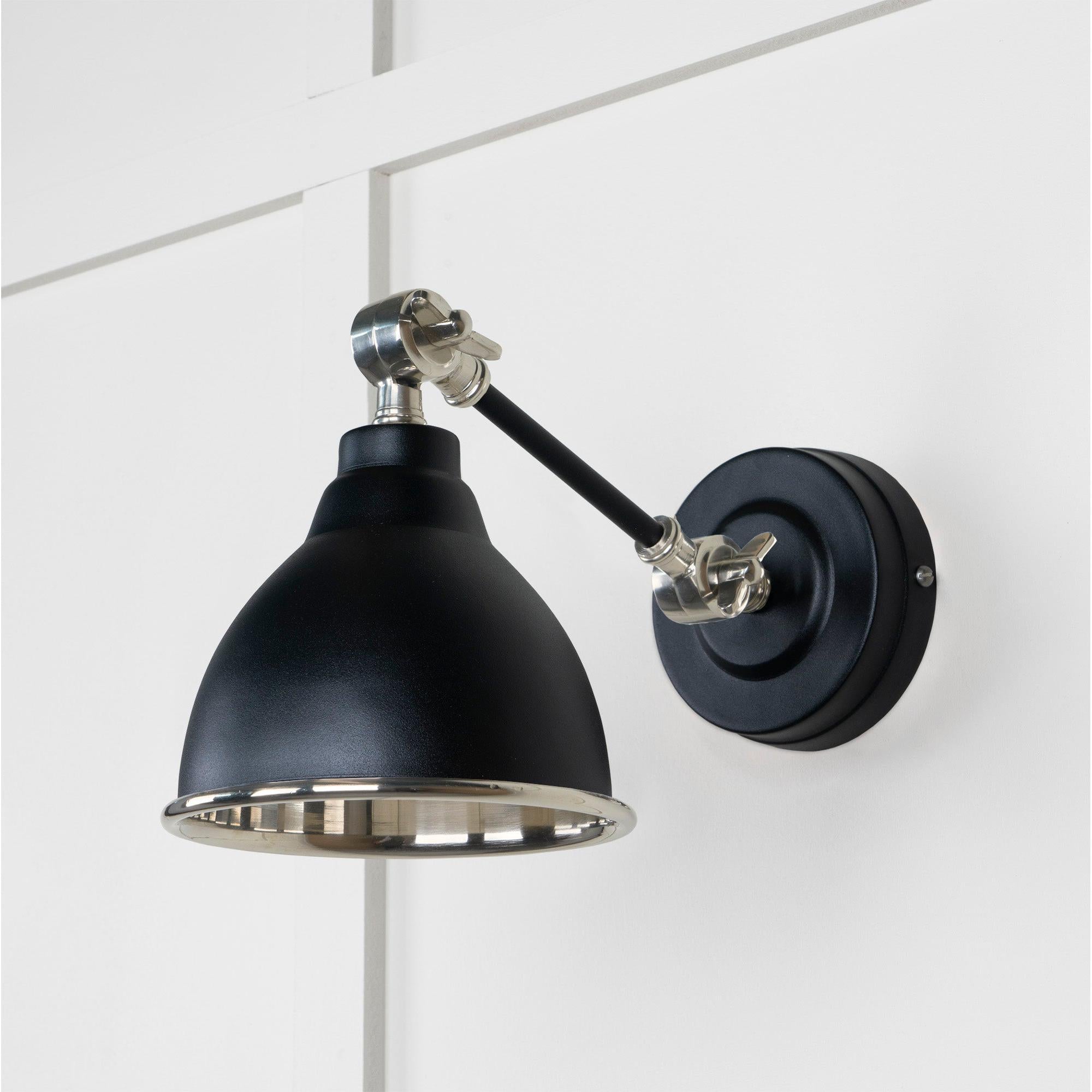 Smooth Nickel Brindley Wall Light in Elan Black | From The Anvil - Wall Lights - From The Anvil - Yester Home