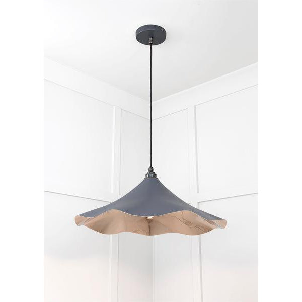 Smooth Nickel Flora Pendant in Slate | From The Anvil-Ceiling Pendants-Yester Home