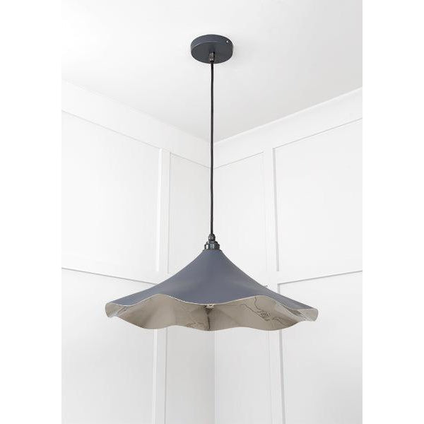 Smooth Nickel Flora Pendant in Slate | From The Anvil-Ceiling Pendants-Yester Home