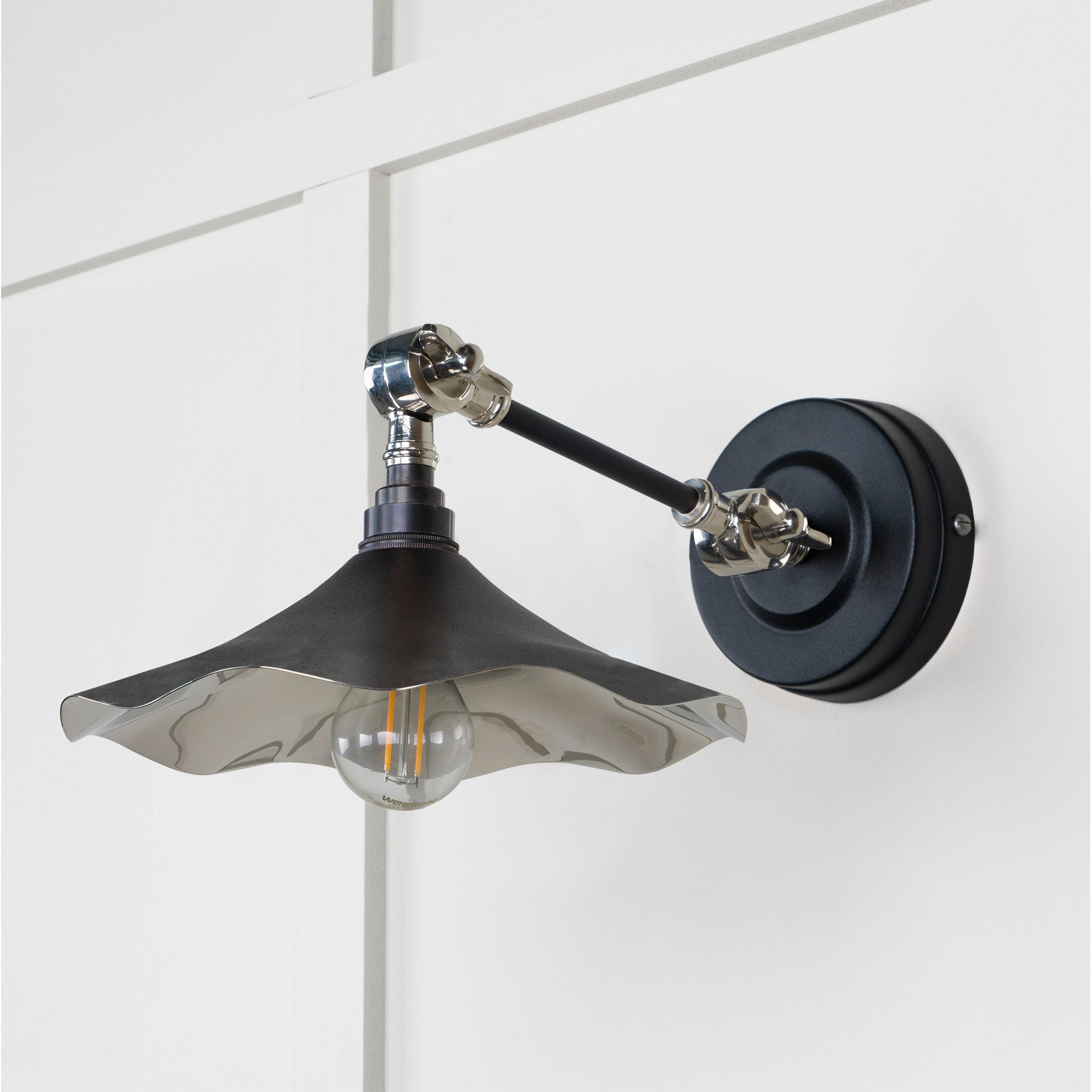 Smooth Nickel Flora Wall Light in Elan Black | From The Anvil-Wall Lights-Yester Home