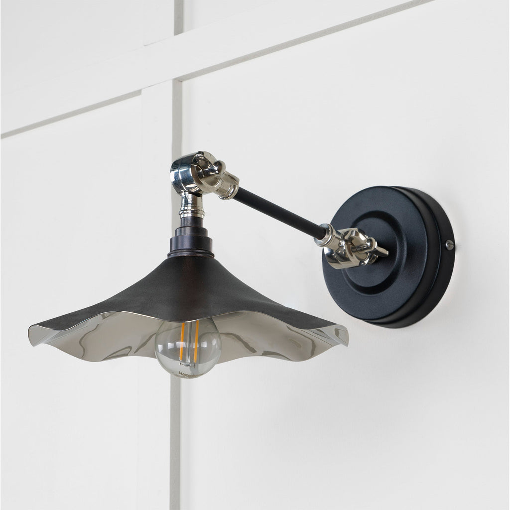 Smooth Nickel Flora Wall Light in Elan Black | From The Anvil-Wall Lights-Yester Home