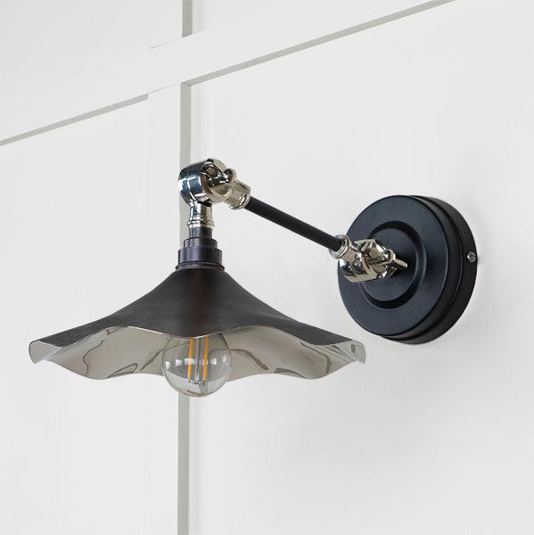 Smooth Nickel Flora Wall Light in Elan Black | From The Anvil