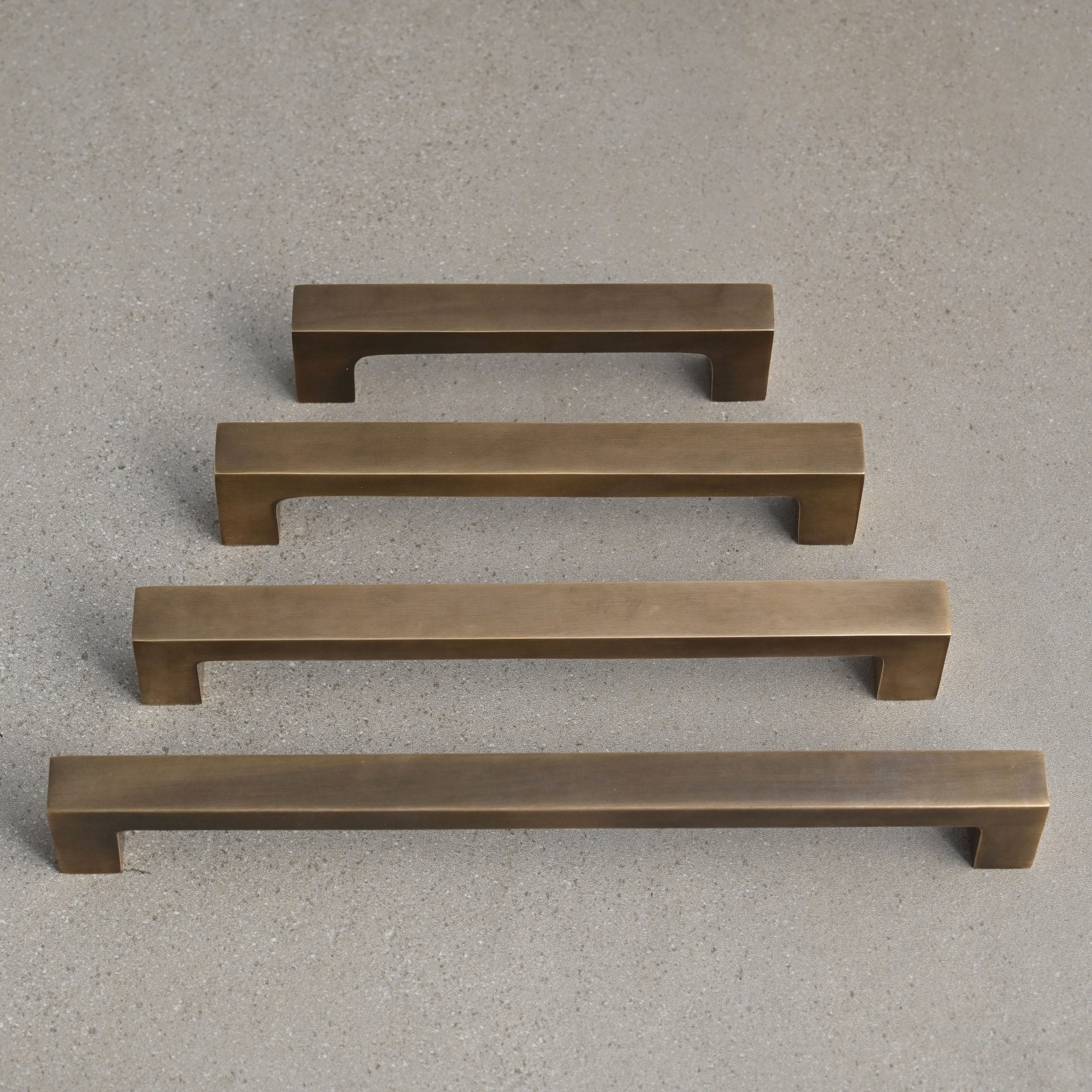 Solid Aged Brass Square Bar Pull Handles | 4 Sizes-Cabinet Handles-Yester Home