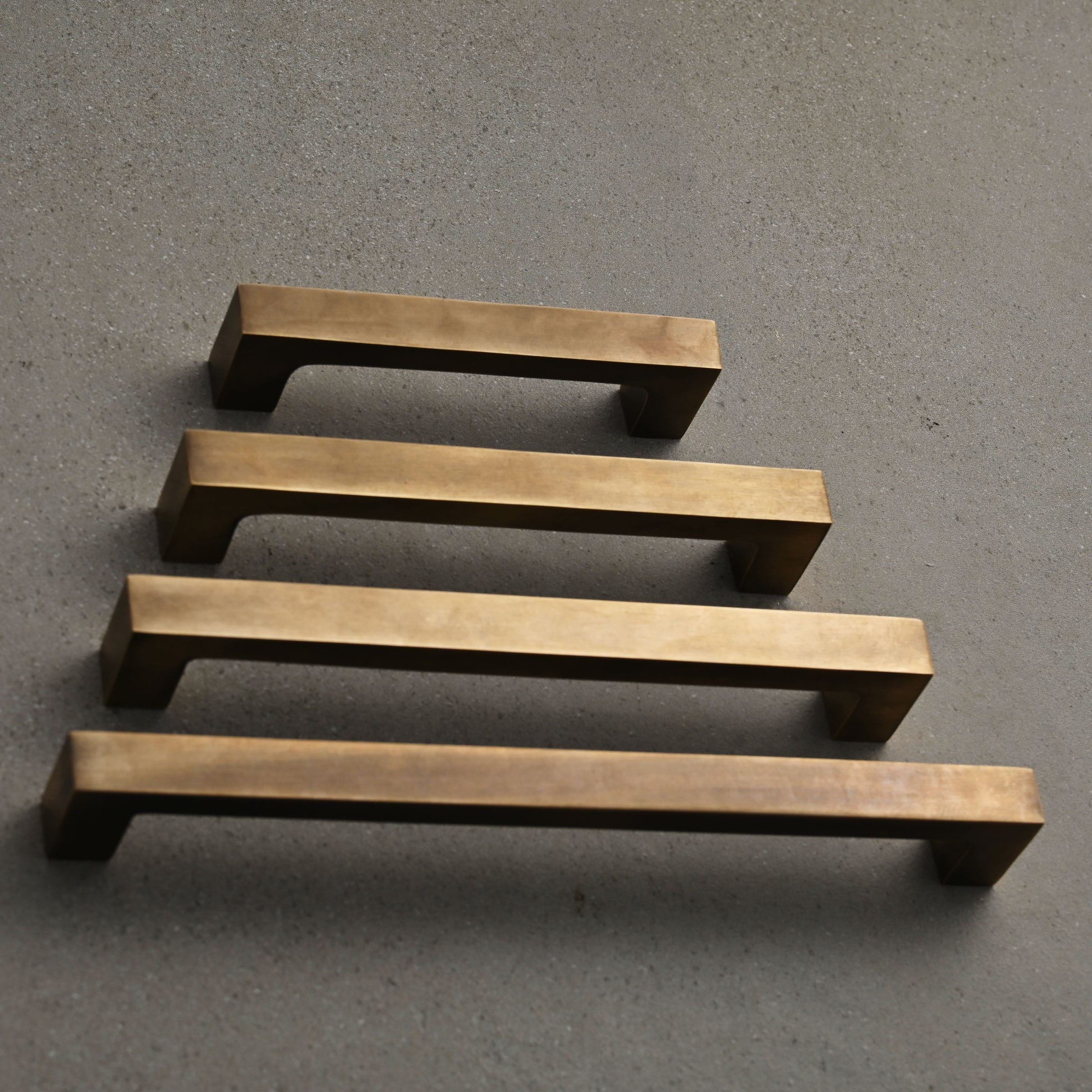 Solid Aged Brass Square Bar Pull Handles | 4 Sizes-Cabinet Handles-Yester Home