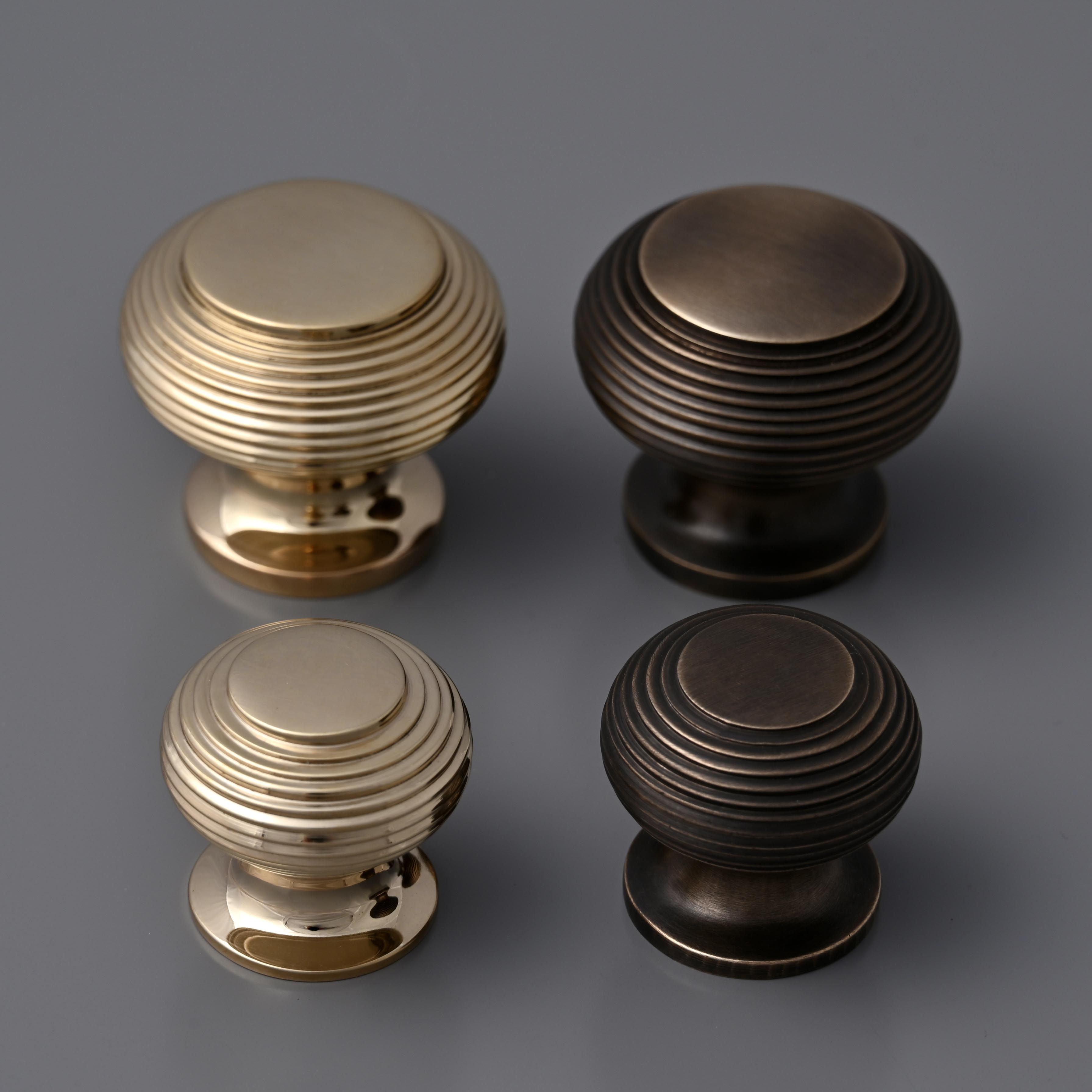 Solid Brass Beehive Cupboard Knobs-Cabinet Knobs-Yester Home