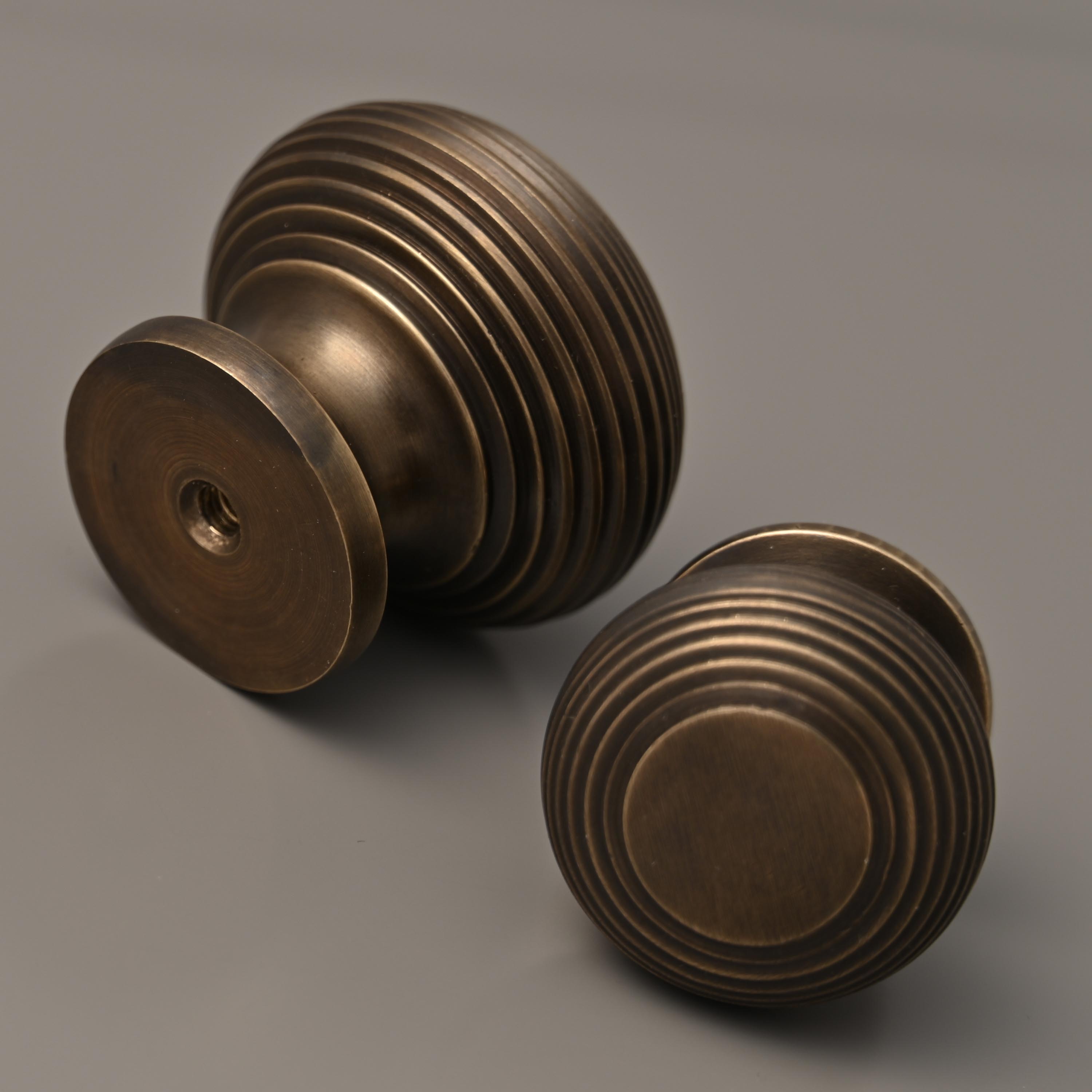 Solid Brass Beehive Cupboard Knobs-Cabinet Knobs-Yester Home