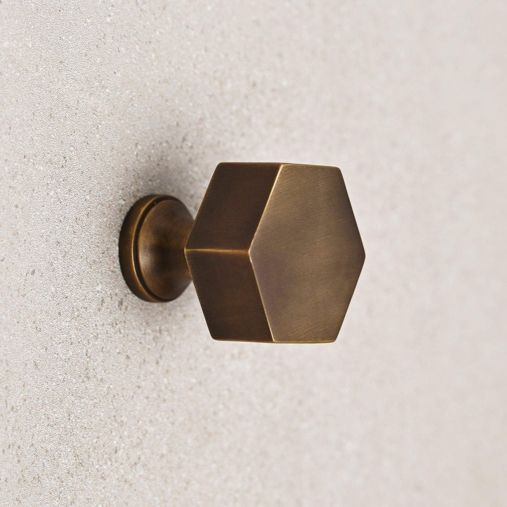 Solid Brass Hexagonal Cabinet Handles-Cabinet Handles-Yester Home