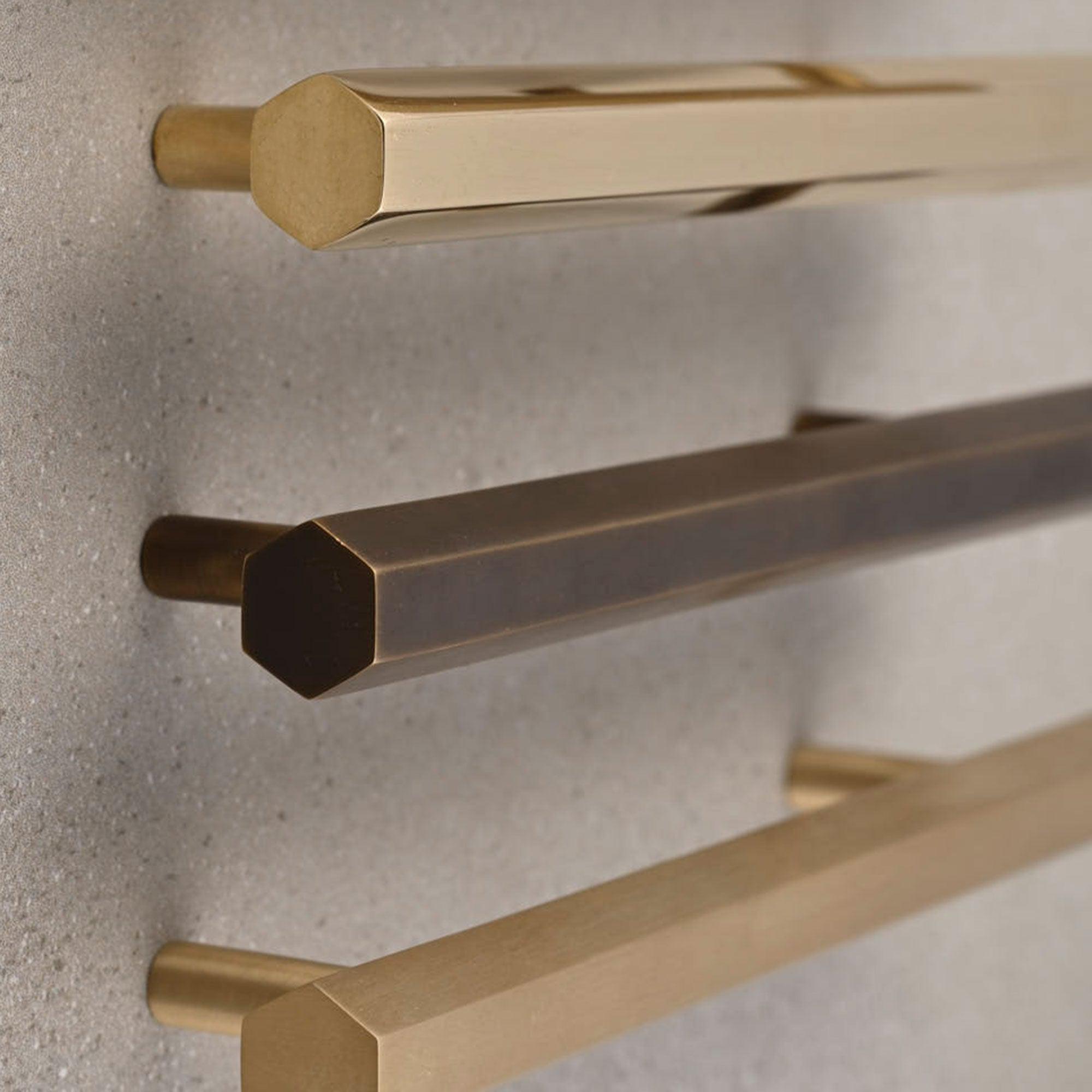 Solid Brass Hexagonal Cabinet Handles-Cabinet Handles-Yester Home