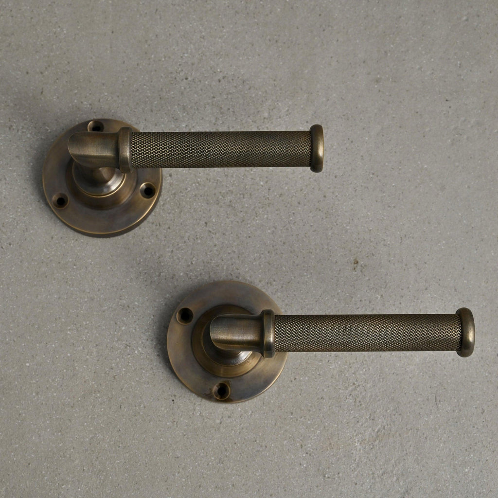 Solid Brass Knurled Lever Door Handles