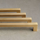 Solid Brushed Satin Brass Square Bar Pull Handles | 4 Sizes-Cabinet Handles-Yester Home