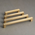 Solid Brushed Satin Brass Square Bar Pull Handles | 4 Sizes-Cabinet Handles-Yester Home