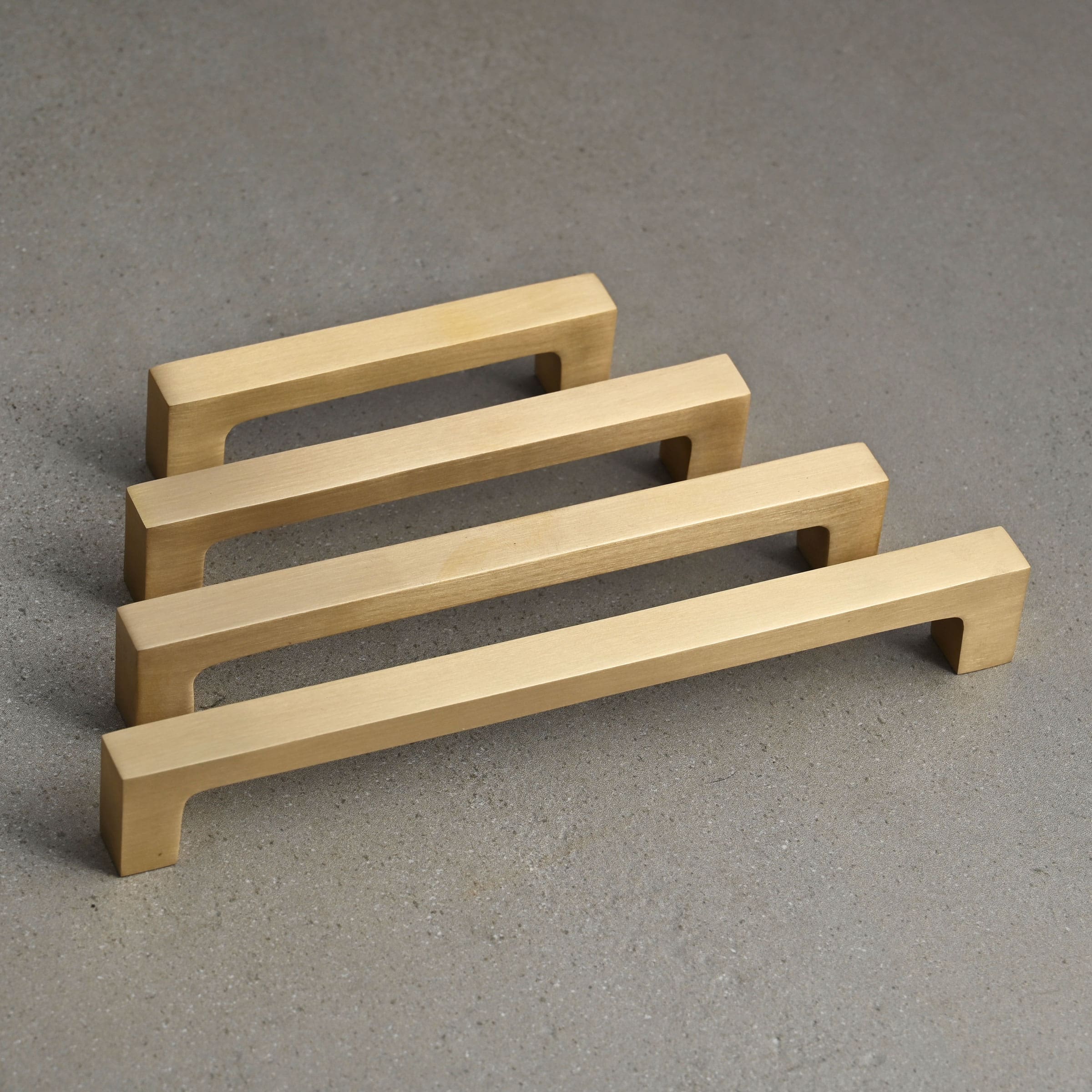 Solid Brushed Satin Brass Square Bar Pull Handles | 4 Sizes-Cabinet Handles-Yester Home