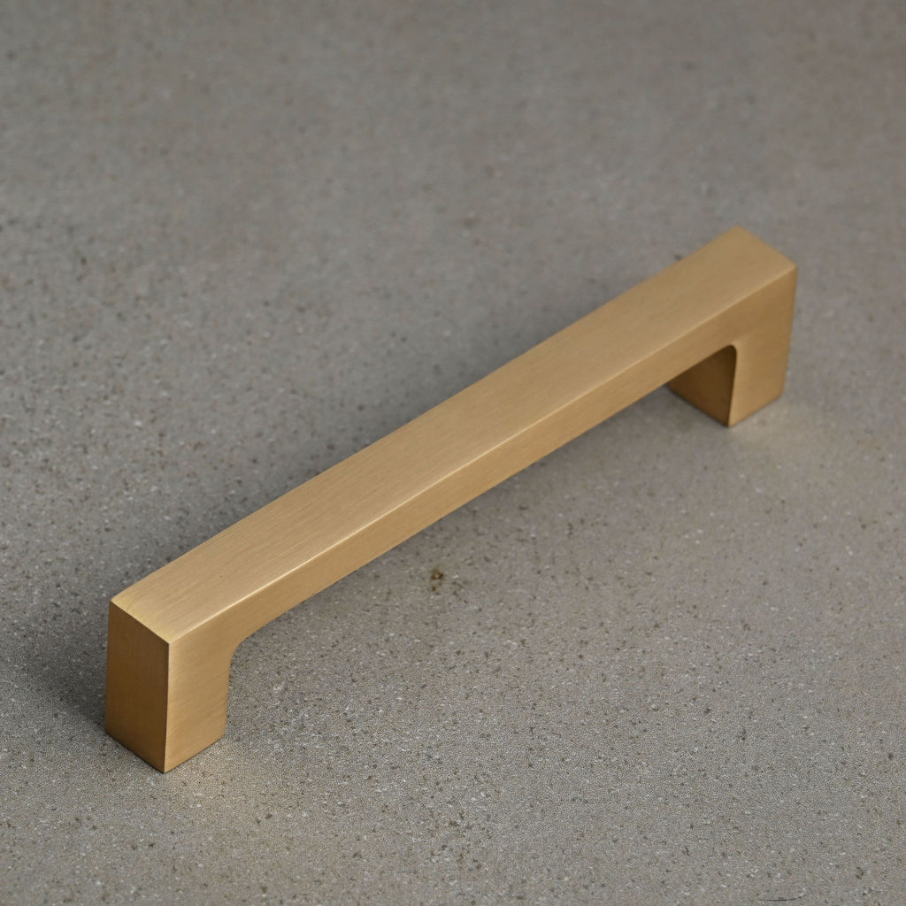 Solid Brushed Satin Brass Square Bar Pull Handles | 4 Sizes