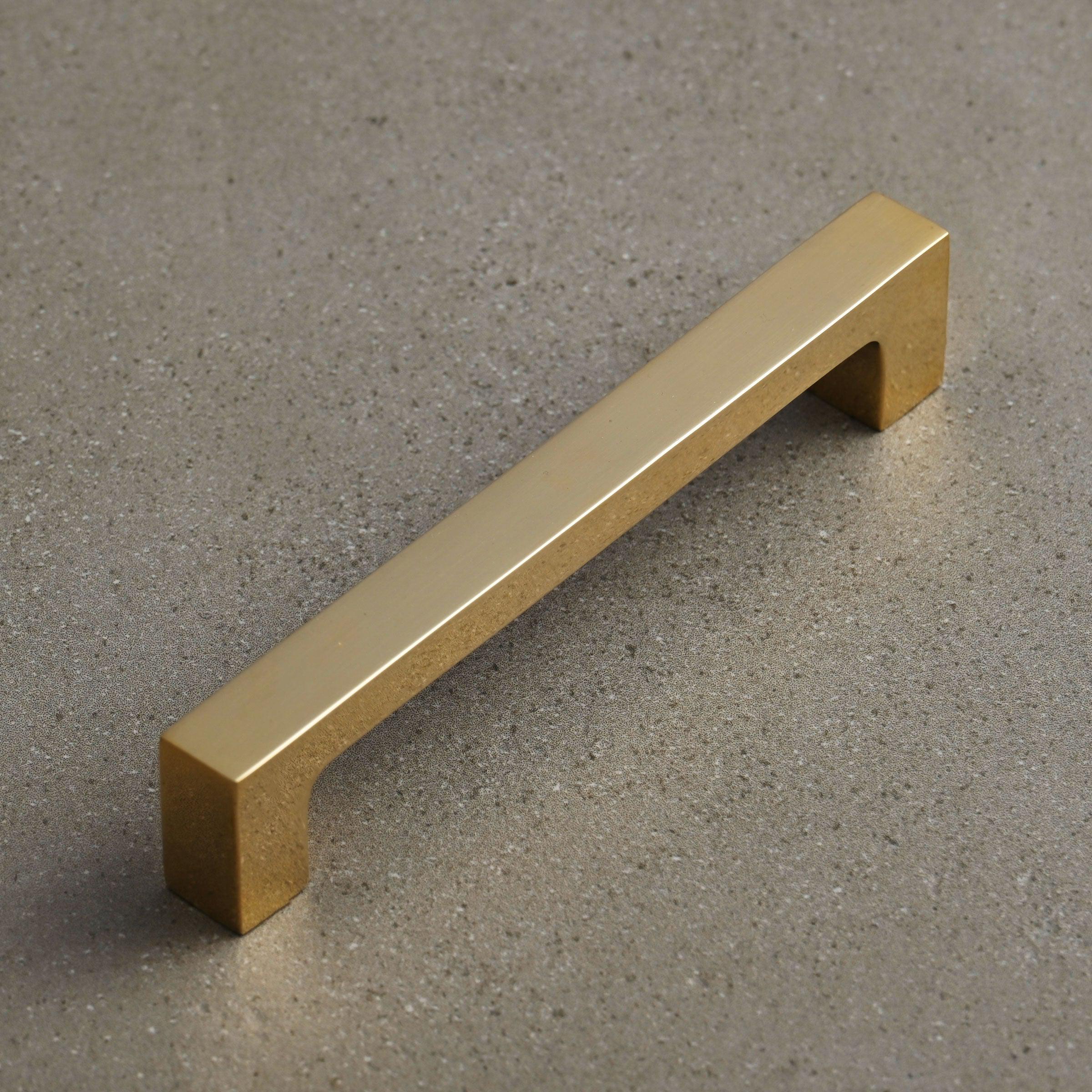 Solid Polished Brass Square Bar Pull Handles | 4 Sizes-Cabinet Handles-Yester Home