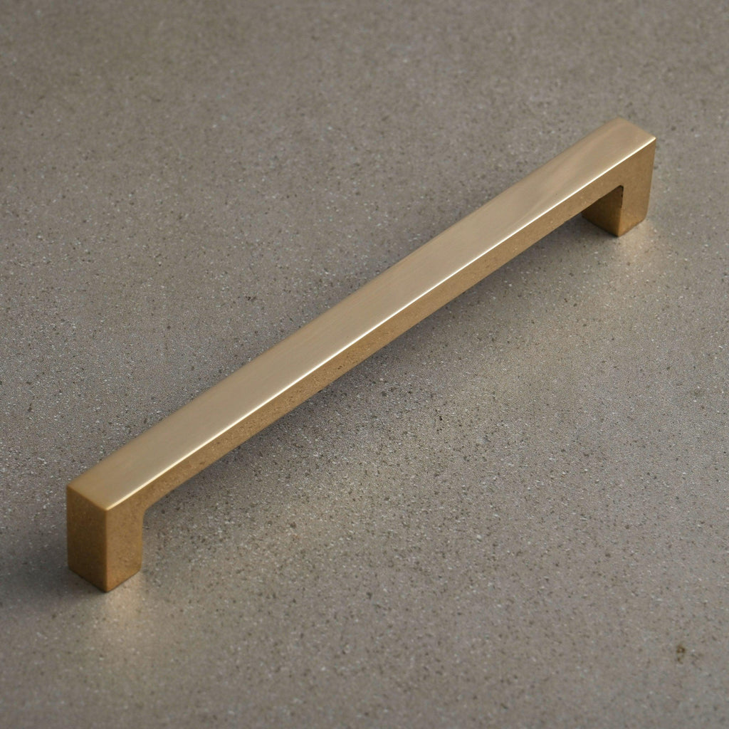 Solid Polished Brass Square Bar Pull Handles | 4 Sizes