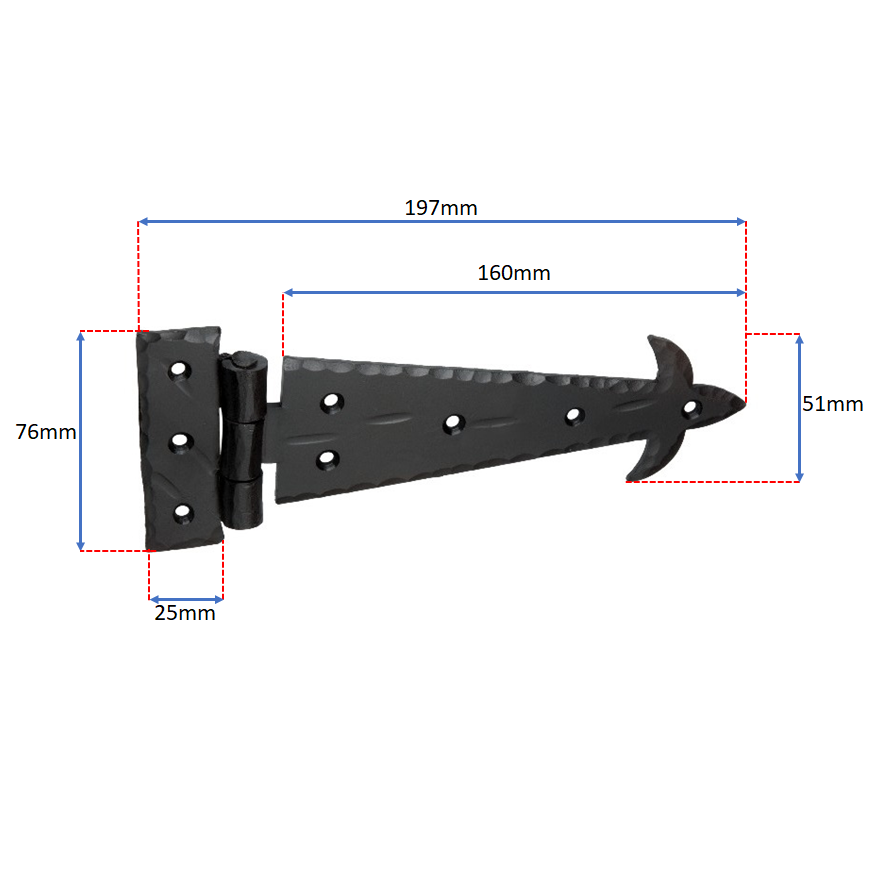 Spike Arrow Hinge Matt Black-Hinges-Yester Home