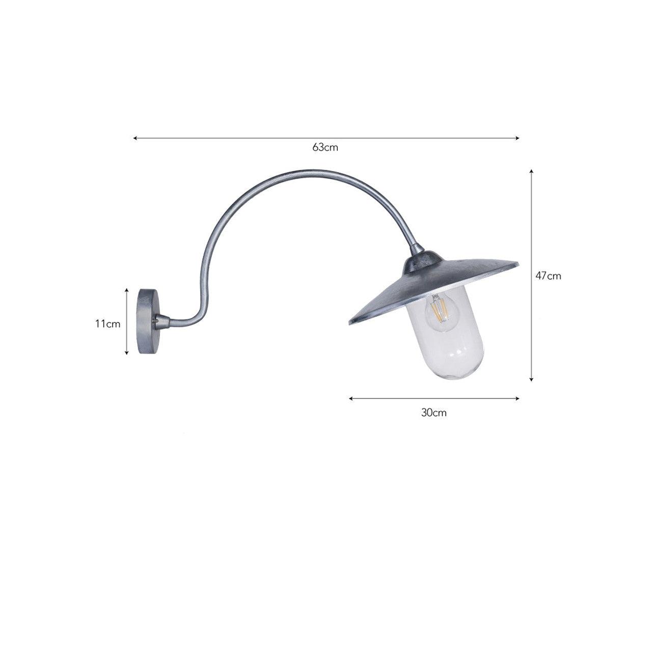 St Ives Arched Swan Neck - Galvanised Steel-Outdoor Lighting-Yester Home