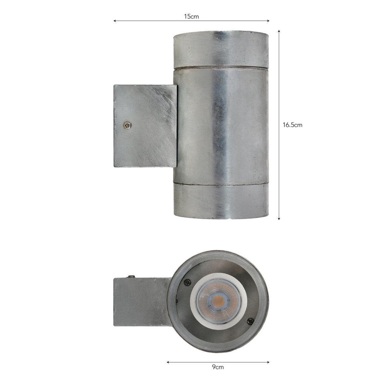 St Ives Up & Down Light, Large - Galvanised Steel-Outdoor Lighting-Yester Home