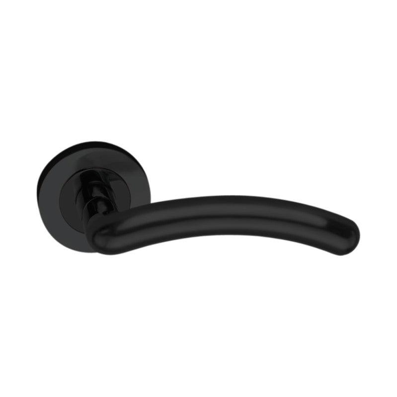 Taurus Lever Door Handle Matt Black-Levers on Rose-Yester Home