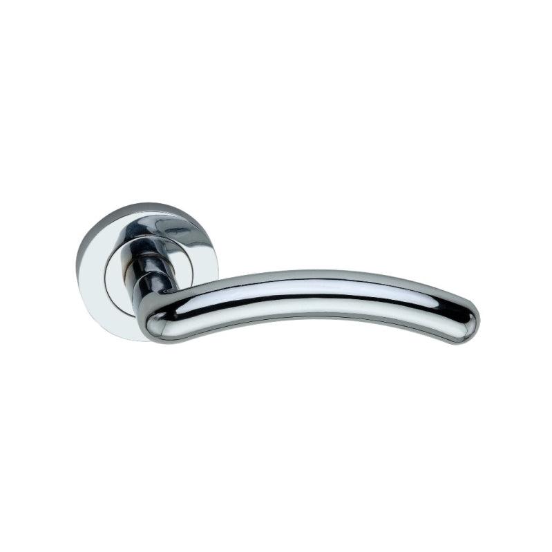 Taurus Lever Door Handle Polished Chrome - Levers on Rose - Spira Brass - Yester Home