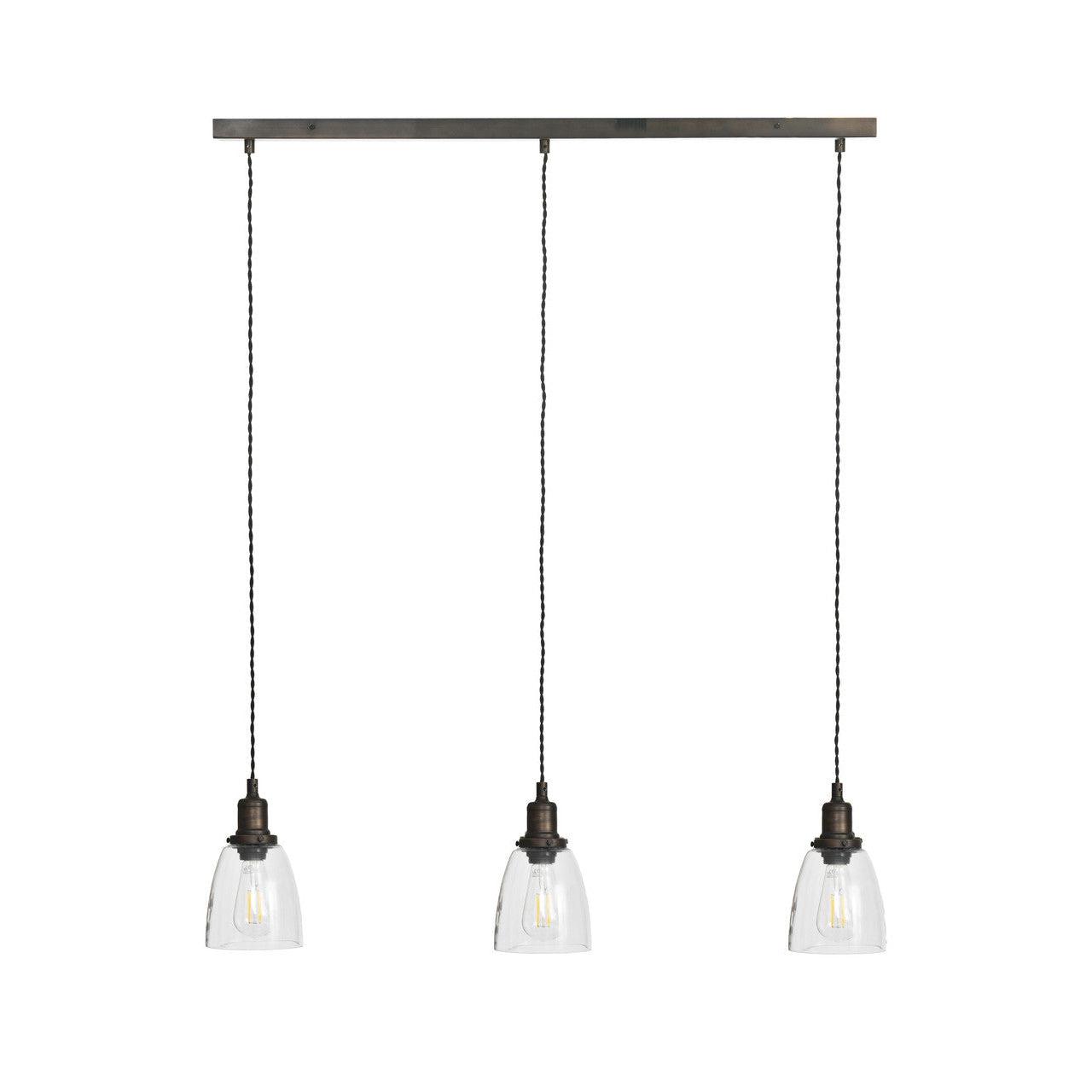 Trio of Hoxton Domed Pendant Light - Antique Bronze-Pendant & Ceiling Lights-Yester Home