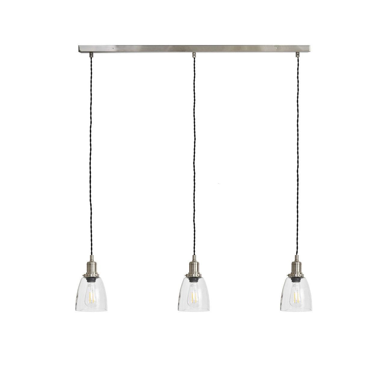 Trio of Hoxton Domed Pendant Light - Satin Nickel-Pendant & Ceiling Lights-Yester Home