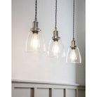 Trio of Hoxton Domed Pendant Light - Satin Nickel-Pendant & Ceiling Lights-Yester Home