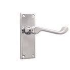 Victorian Scroll Latch Lever Handle 115mm Polished Chrome-Levers on Backplate-Yester Home