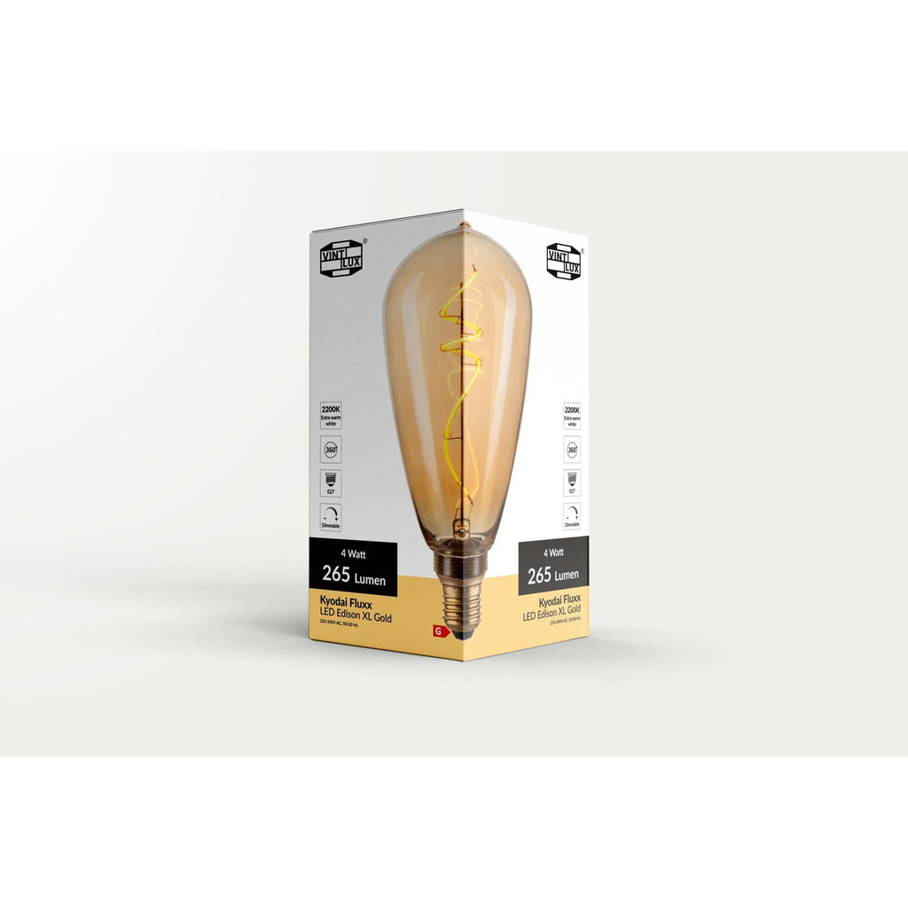 Vintlux E27 Dimmable LED Filament Lamp 4W SF100 265lm 2200K Kyodai Fluxx Edison XL Gold - LED Filament Bulbs - Vintlux - Yester Home