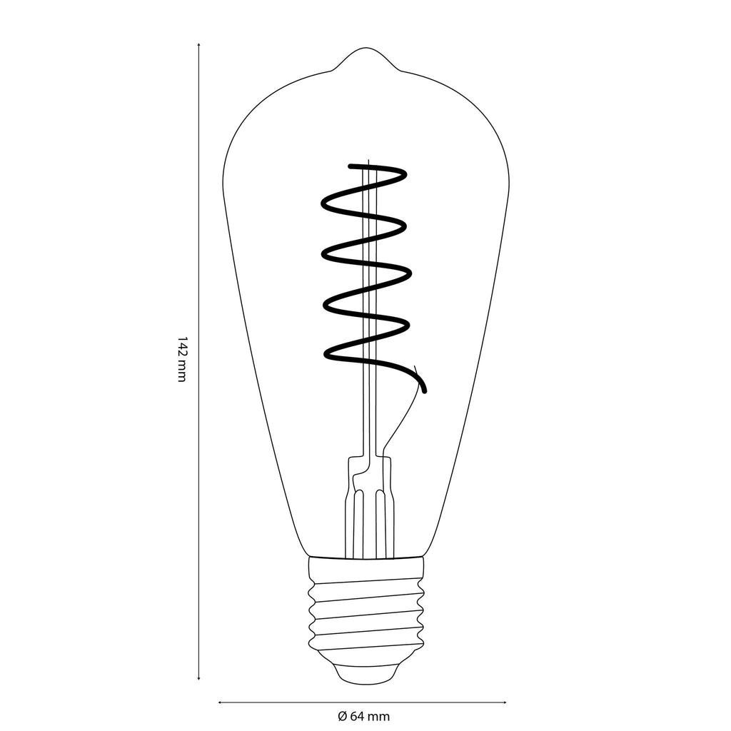 Vintlux E27 Dimmable LED Filament Lamp 4W ST64 265lm 2200K - Karu Edison Gold-LED Filament Bulbs-Yester Home